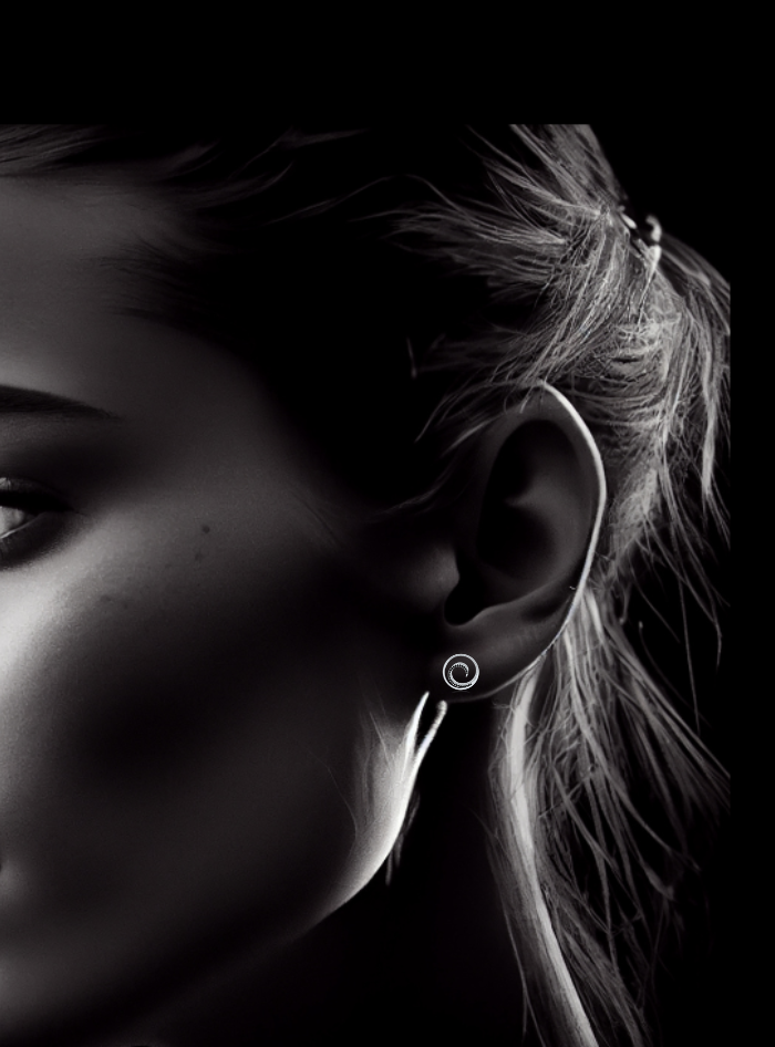 Diamond & Black Spinnel Circle Earrings-0.55 Ct TW Gold 14K White / Lab Grown Diamond / Excellent-FG-VS-White