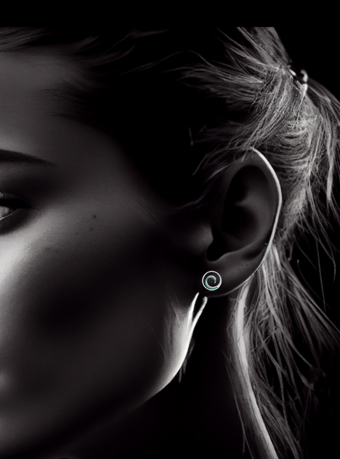 Diamond & Color Stone Circle Earrings-0.65 Gold 14K White / Lab Grown Diamond / Excellent-FG-VS-White