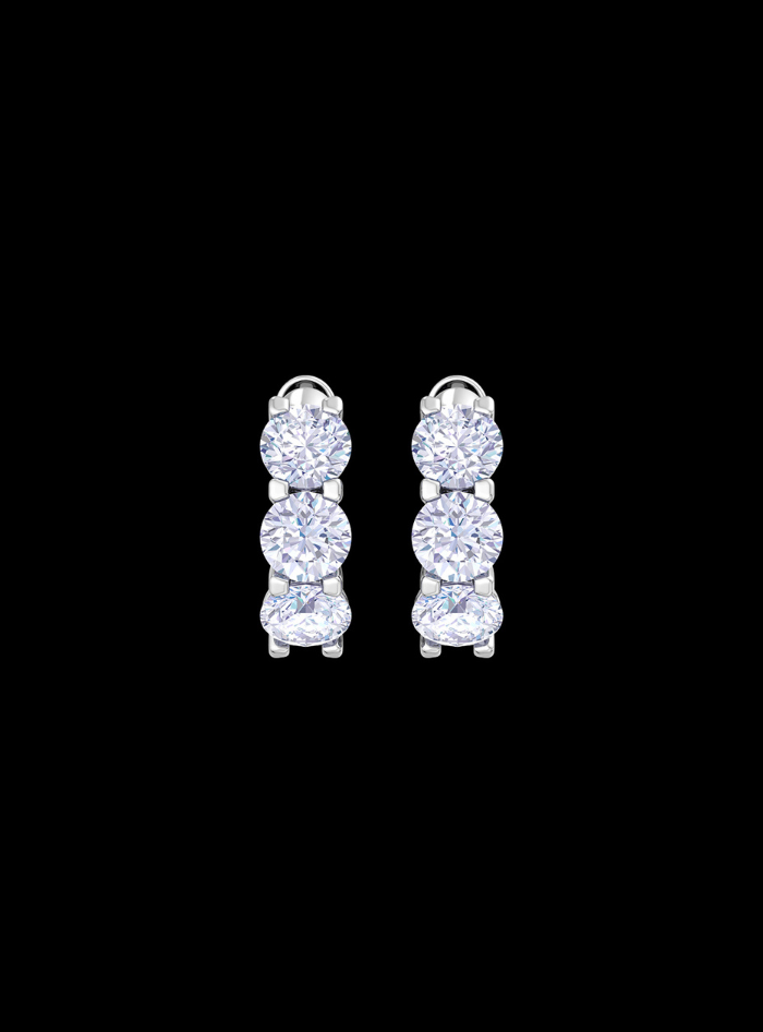 Round Diamond Huggie Hoop Earring-3.00 Ct TW-White