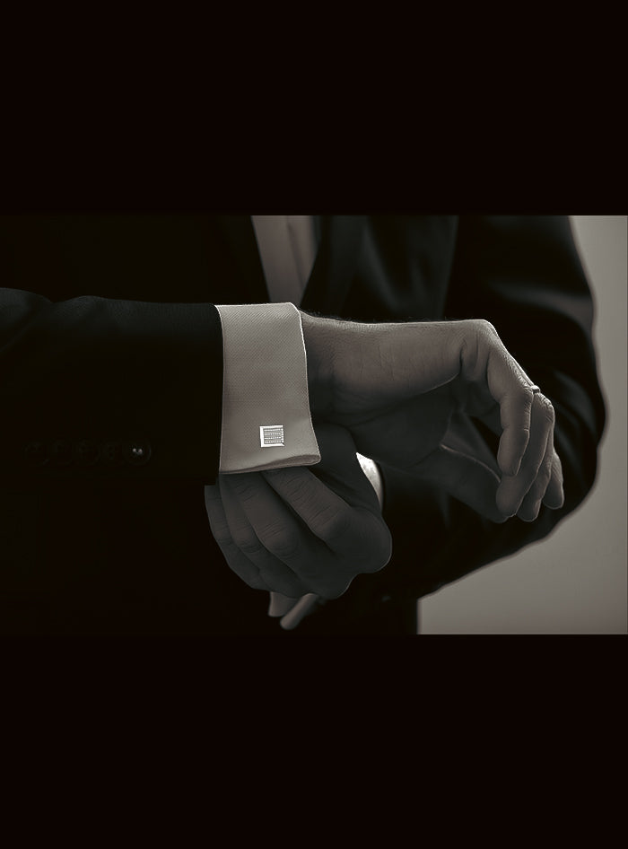 Mens Cufflinks-Round Diamond-0.40 Ct TW Gold 14K White / Lab Grown Diamond / Excellent-FG-VS-White