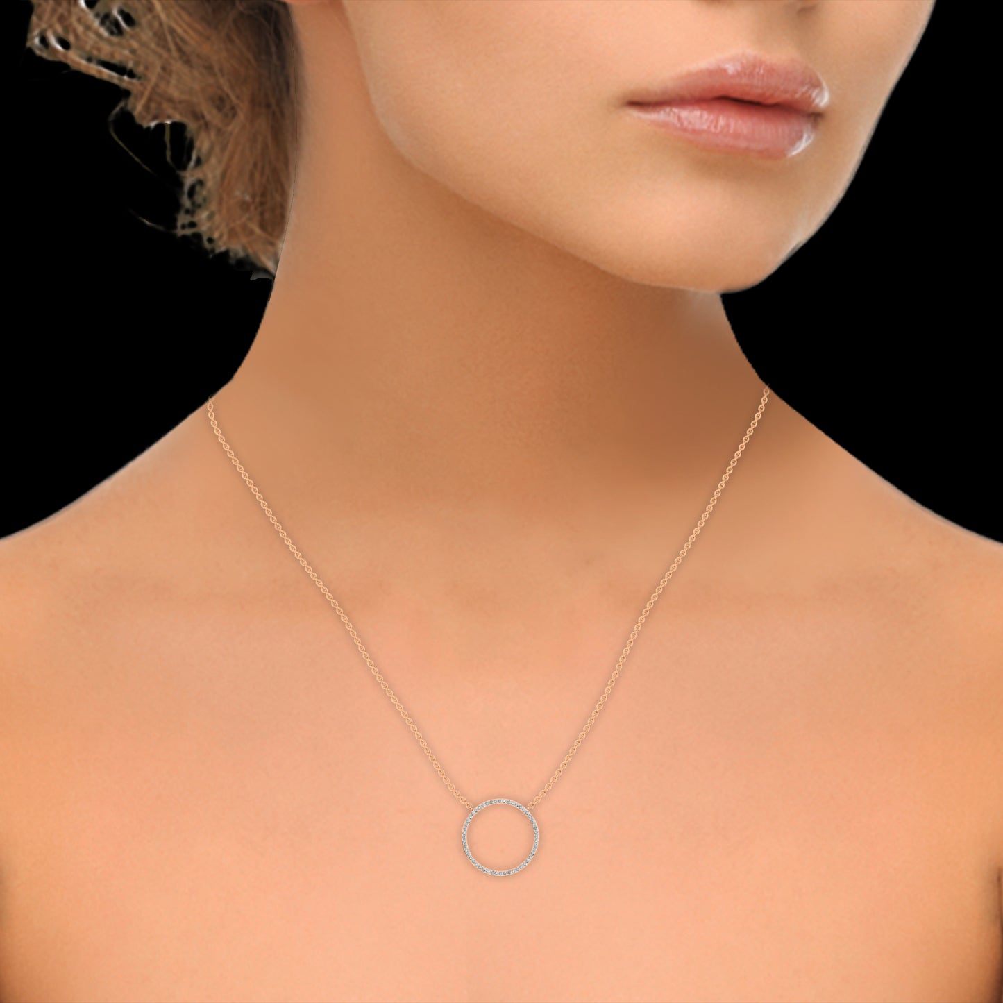 Round Diamond Circle Pendant-0.25 Ct TW - Anvaya Canada-Rose | Anvaya Canada