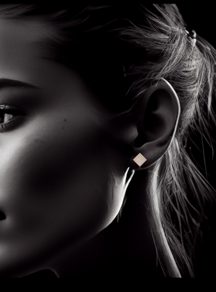 Diamond Square Cluster Fashion Earrings-0.65 Ct TW Gold 14K Yellow / Lab Grown Diamond / Excellent-FG-VS-Gold 14K White / Lab Grown Diamond / Excellent-FG-VS-Gold 14K Rose / Lab Grown Diamond / Excellent-FG-VS-Rose