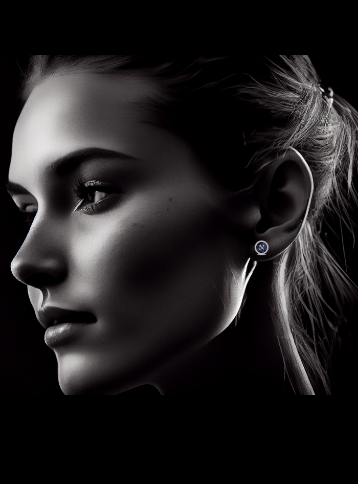 Diamond & Enamel Circle Fashion Earrings-0.55 Ct TW Gold 14K White / Lab Grown Diamond / Excellent-FG-VS-White