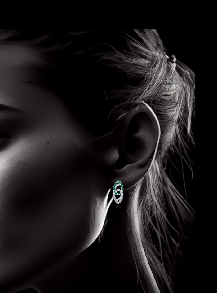 Diamond & Color Stone Fashion Earrings-0.35 Ct TW Gold 14K White / Lab Grown Diamond / Excellent-FG-VS-White