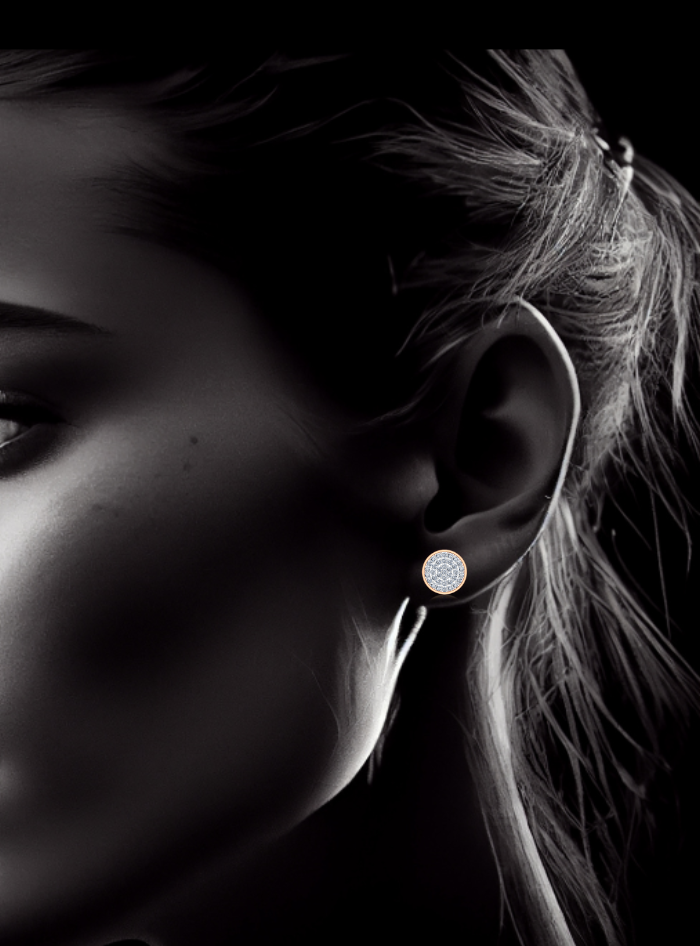 Round Diamond Cluster Stud Earrings-0.45 Ct TW - Anvaya Canada-Rose