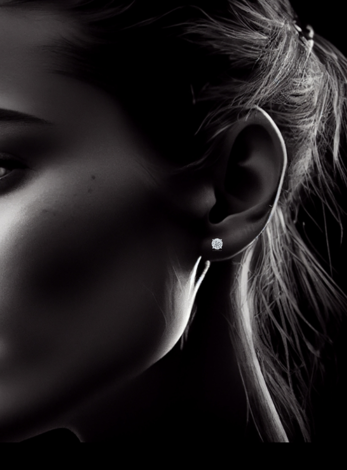 Round Diamond Studs-4 Prong Basket-Thread Back-0.50 Ct TW Gold 14K Yellow / Lab Grown Diamond / Excellent-FG-VS-Gold 14K White / Lab Grown Diamond / Excellent-FG-VS-White