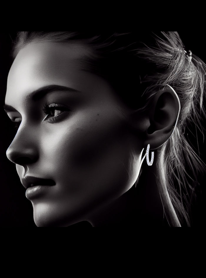 Inside Out Round Diamond Hoop Earring-1.00 Ct TW-White