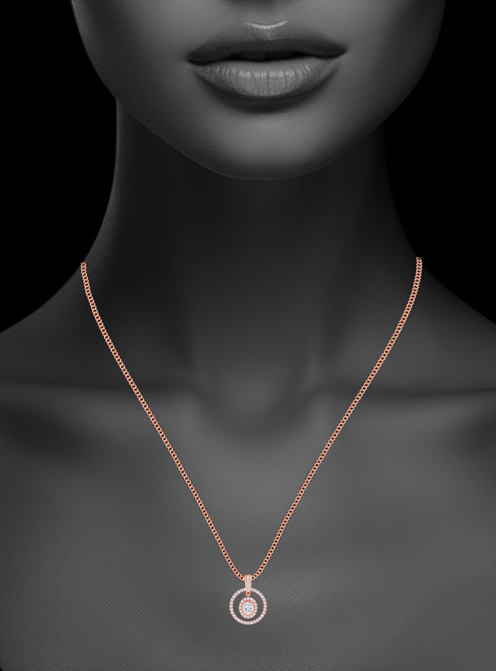Diamond Circle Pendant-Round & Oval Diamond - Anvaya Canada-Rose