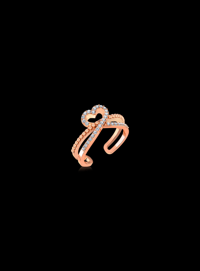 Valentine Ring Beaded Heart -0.20 Ct TW - Anvaya Canada-Rose 