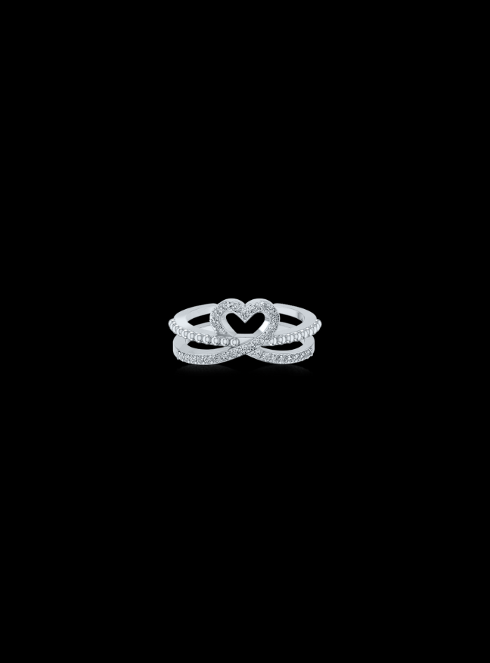 Valentine Ring Beaded Heart -0.20 Ct TW - Anvaya Canada-White 