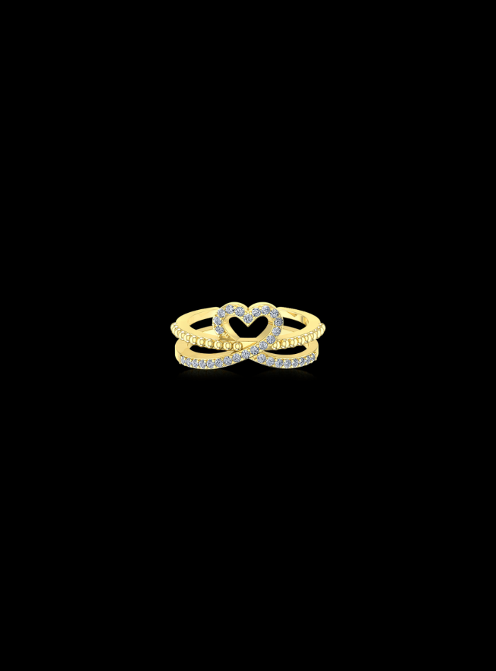 Valentine Ring Beaded Heart -0.20 Ct TW - Anvaya Canada-Yellow