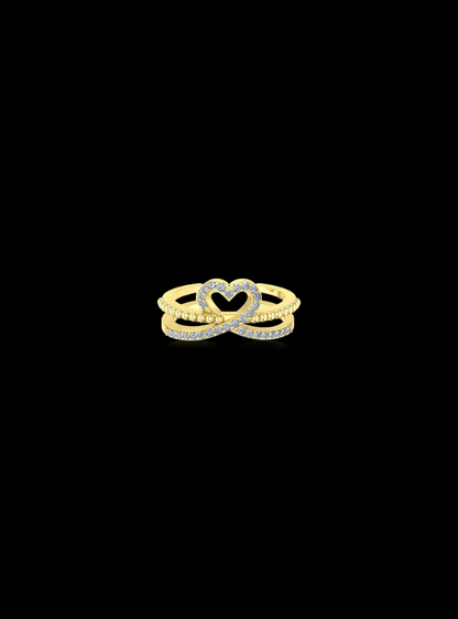 Valentine Ring Beaded Heart -0.20 Ct TW - Anvaya Canada-Yellow