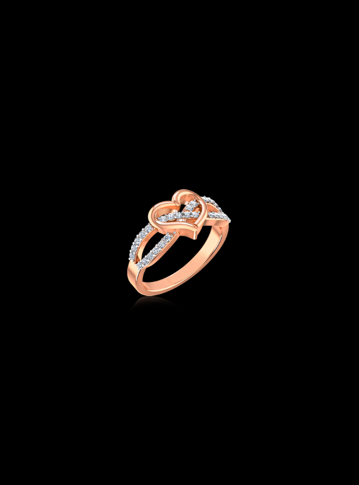 Valentine Heart Split Shank Ring-0.25 Ct TW Gold 14K White / Lab Grown Diamond / Excellent-FG-VS-Gold 14K Rose / Lab Grown Diamond / Excellent-FG-VS-Rose