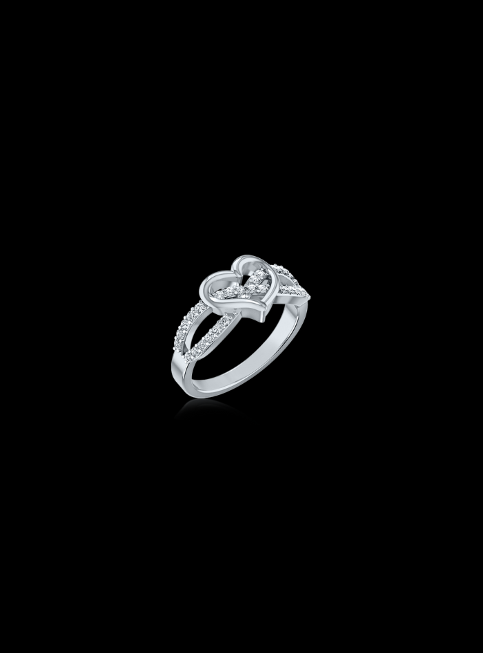 Valentine Heart Split Shank Ring-0.25 Ct TW Gold 14K White / Lab Grown Diamond / Excellent-FG-VS-Gold 14K Rose / Lab Grown Diamond / Excellent-FG-VS-White