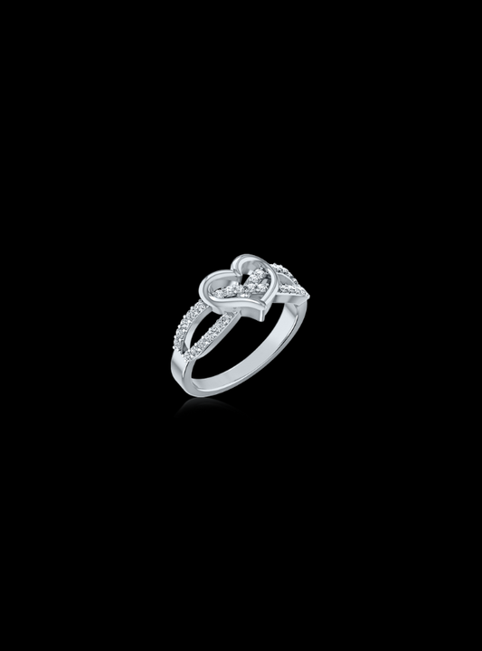 Valentine Heart Split Shank Ring-0.25 Ct TW Gold 14K White / Lab Grown Diamond / Excellent-FG-VS-Gold 14K Rose / Lab Grown Diamond / Excellent-FG-VS