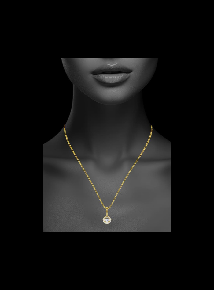 Round Double Halo Pendant-1.00 Ct TW-Yellow