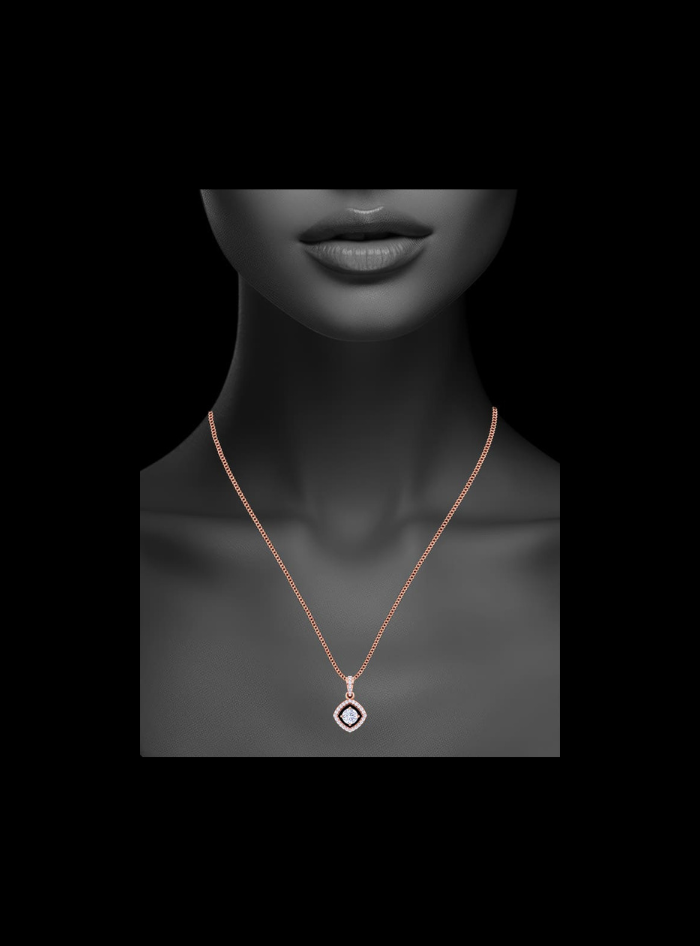 Twilight Spark Halo Pendant-0.70 Ct TW-Rose