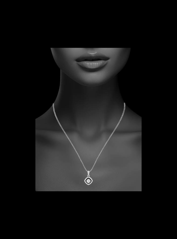 Twilight Spark Halo Pendant-0.70 Ct TW-White