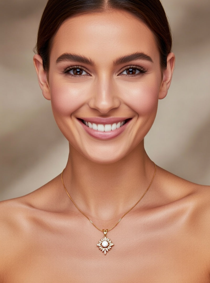 Radiant Floral Pendant-1.25 Ct TW-Yellow