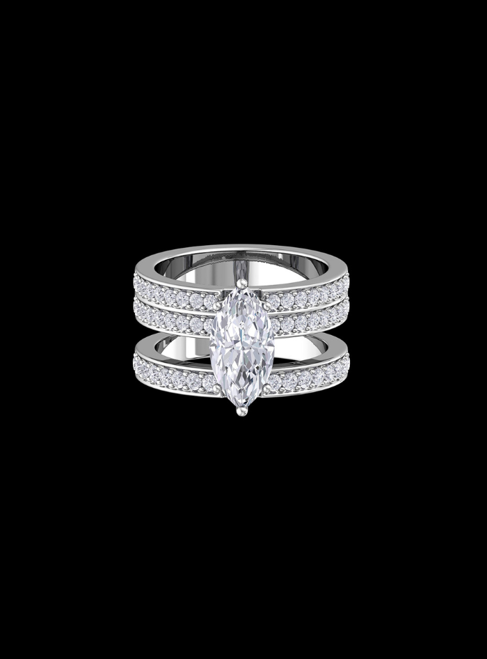 Premium  Bridal Triple Ring Set-2.75 Ct TW-White