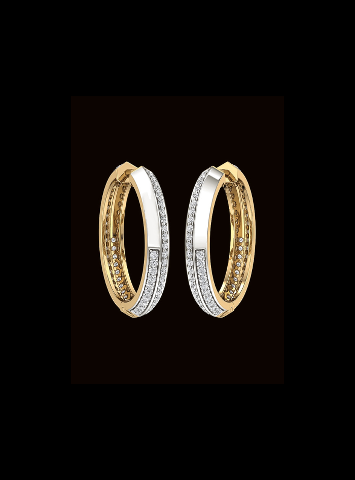 Extravagant TwoTone Hoop Earring-1.95Ct TW-TwoTone-WY