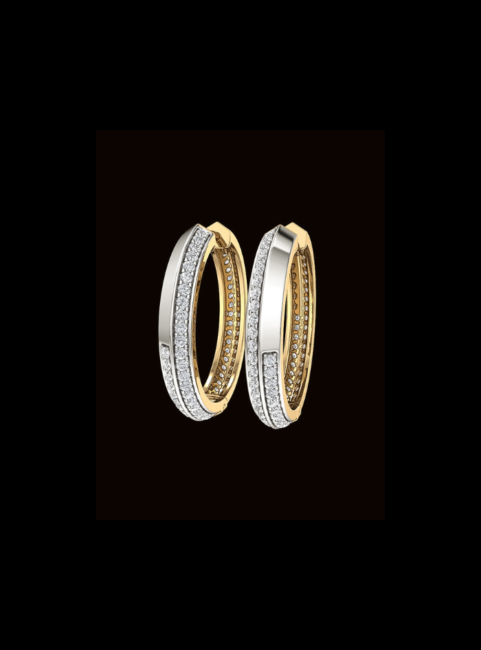Extravagant TwoTone Hoop Earring-1.95Ct TW-TwoTone-WY