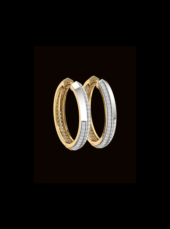 Extravagant TwoTone Hoop Earring-1.95Ct TW-TwoTone-WY
