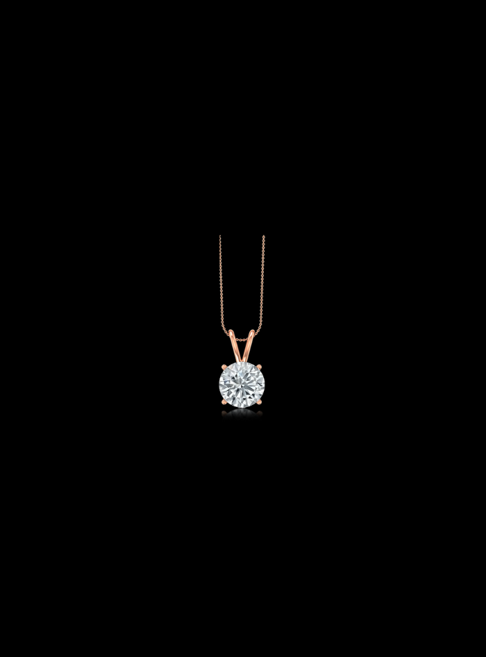 Diamond Solitaire Pendant-4 Prong Basket-0.25 Ct TW-Rose