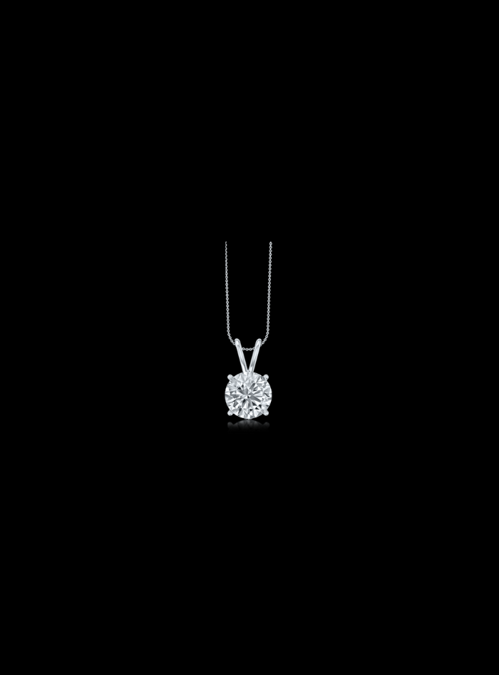Diamond Solitaire Pendant-4 Prong Basket-0.25 Ct TW-White