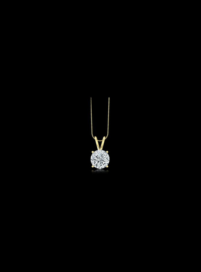 Diamond Solitaire Pendant-4 Prong Basket-0.25 Ct TW-Yellow