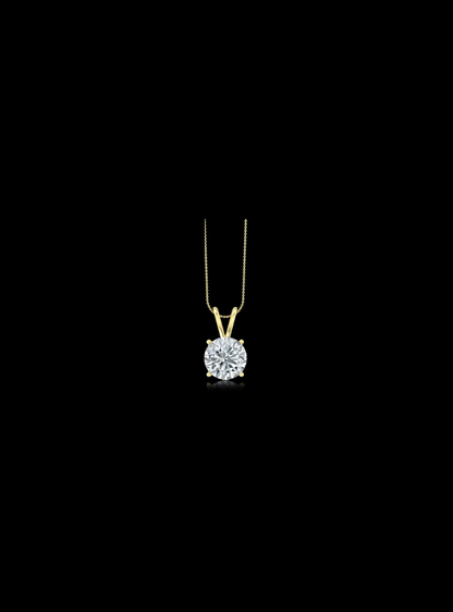 Diamond Solitaire Pendant-4 Prong Basket-0.25 Ct TW-Yellow