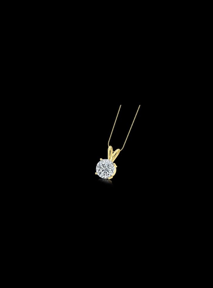 Diamond Solitaire Pendant-4 Prong Basket-0.25 Ct TW-Yellow