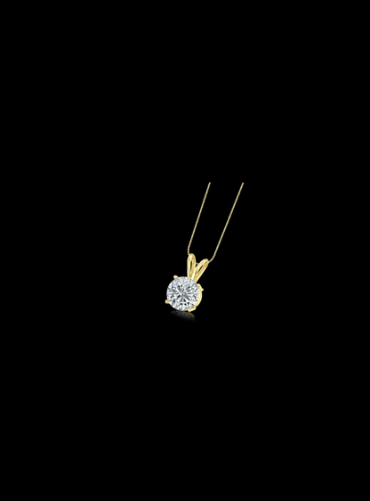 Diamond Solitaire Pendant-4 Prong Basket-0.25 Ct TW-Yellow