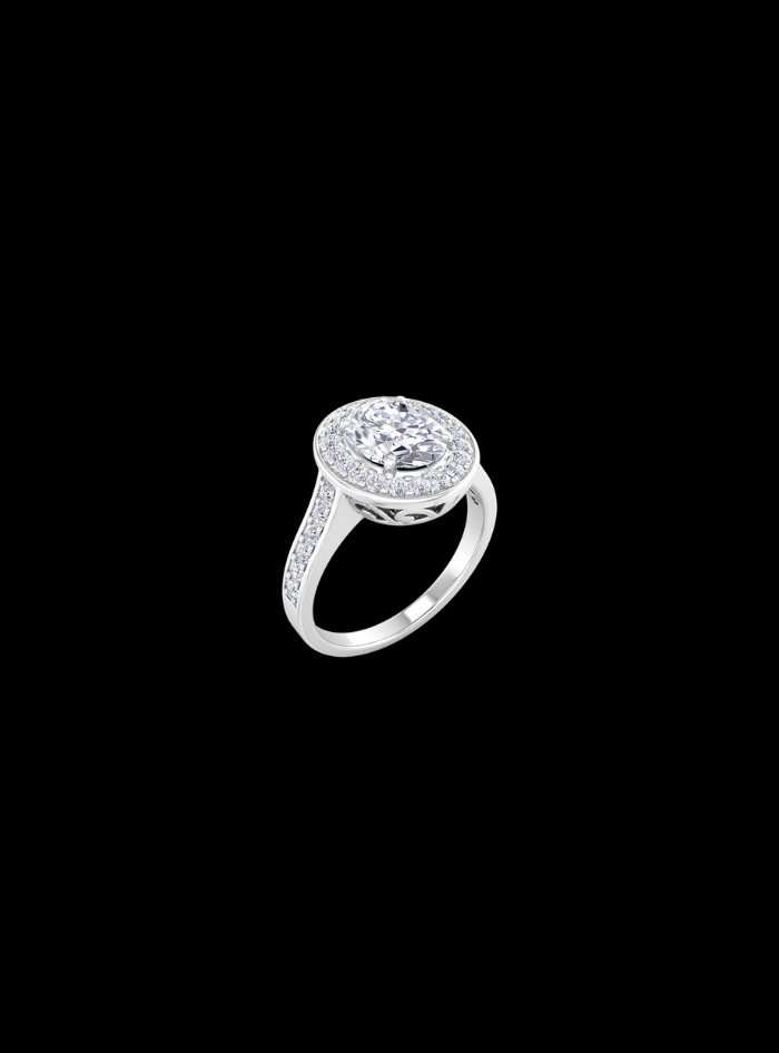 Oval Halo Engagement Ring-1.50 Ct TW-White