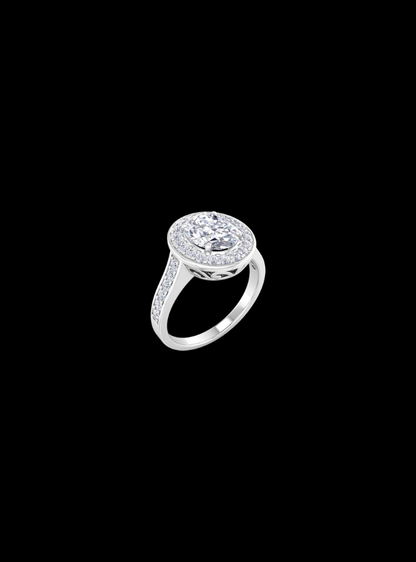 Oval Halo Engagement Ring-1.50 Ct TW-White