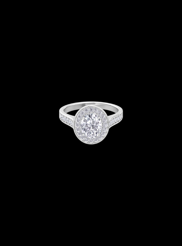 Oval Halo Engagement Ring-1.50 Ct TW-White