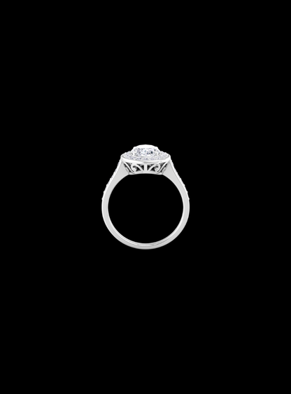 Oval Halo Engagement Ring-1.50 Ct TW-White