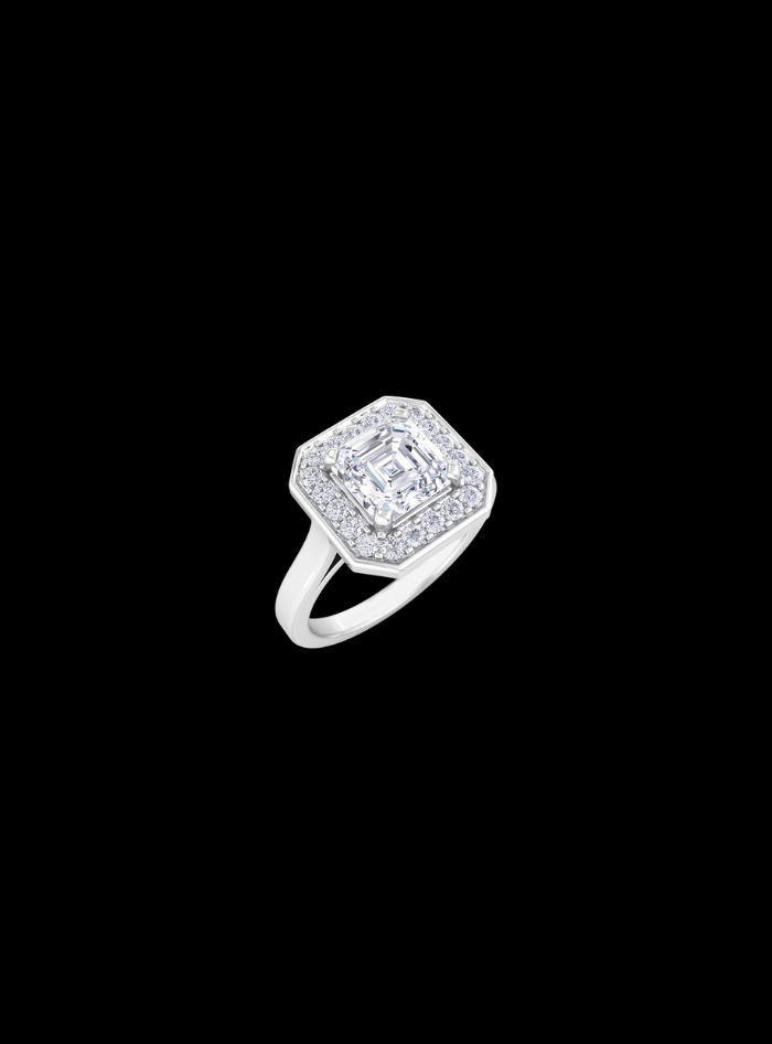 Asscher Cut Diamond Engagement Ring-1.60 Ct TW-White
