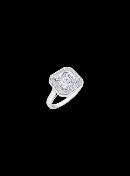 Asscher Cut Diamond Engagement Ring-1.60 Ct TW-White