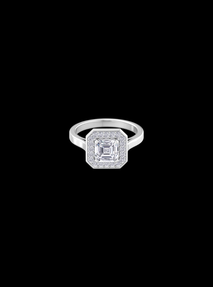 Asscher Cut Diamond Engagement Ring-1.60 Ct TW-White