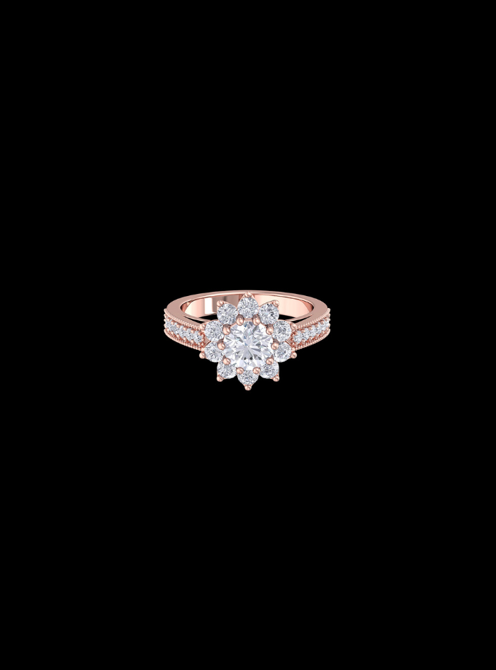 Floral Paradise Milgrain Engagement Ring-2.00 Ct TW-Rose
