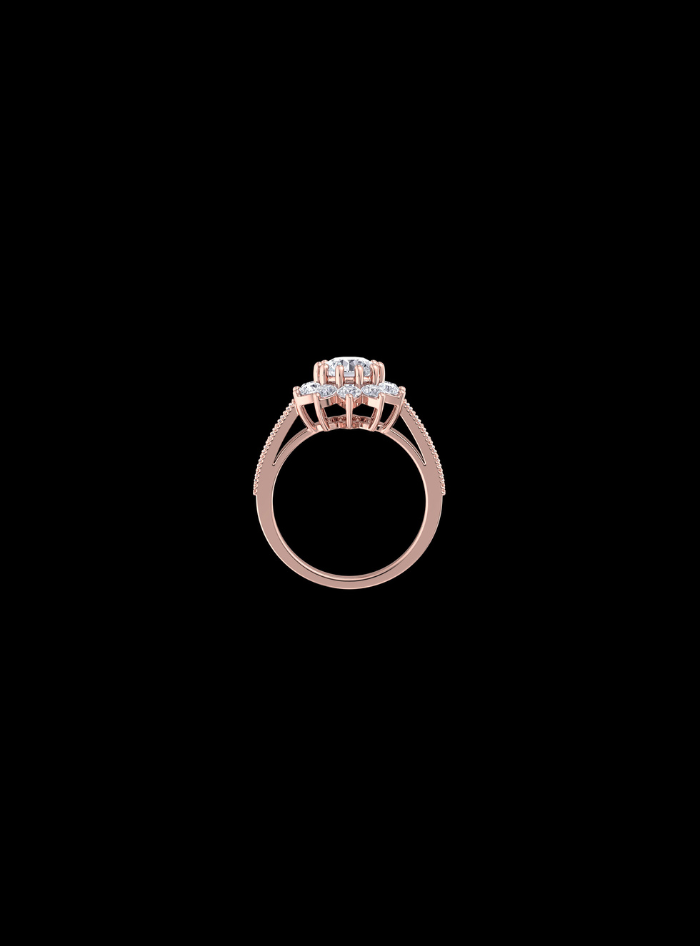 Floral Paradise Milgrain Engagement Ring-2.00 Ct TW-Rose