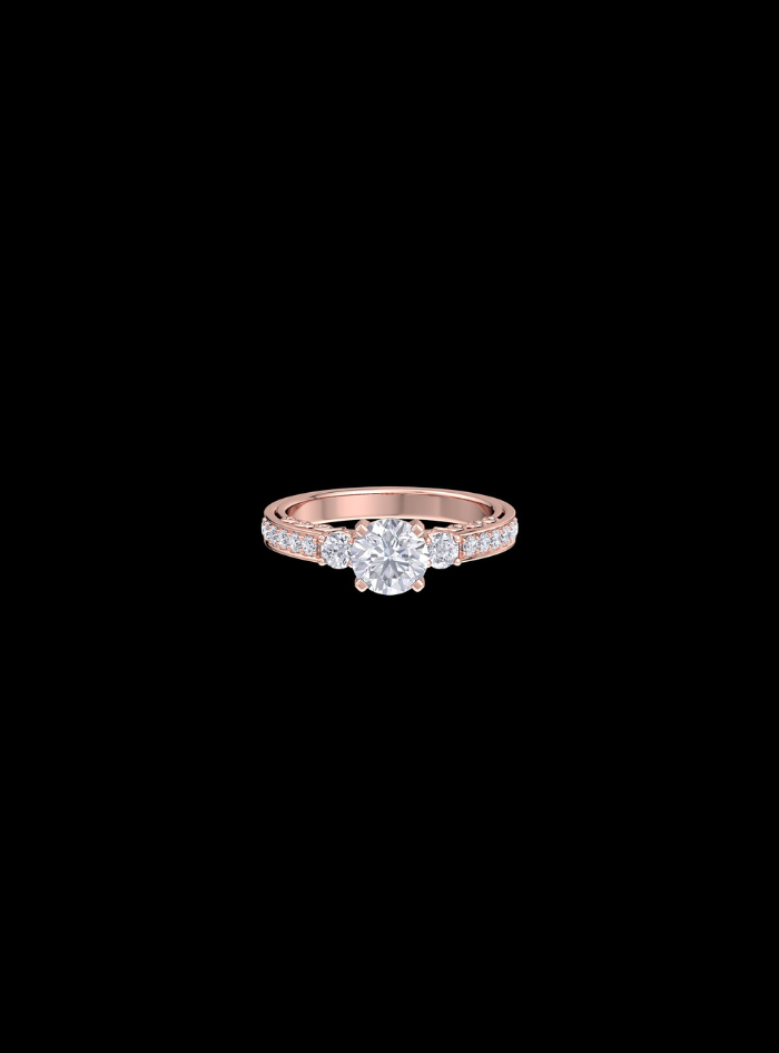 Three Stone Classic Engagement Ring-1.35 Ct TW-Rose