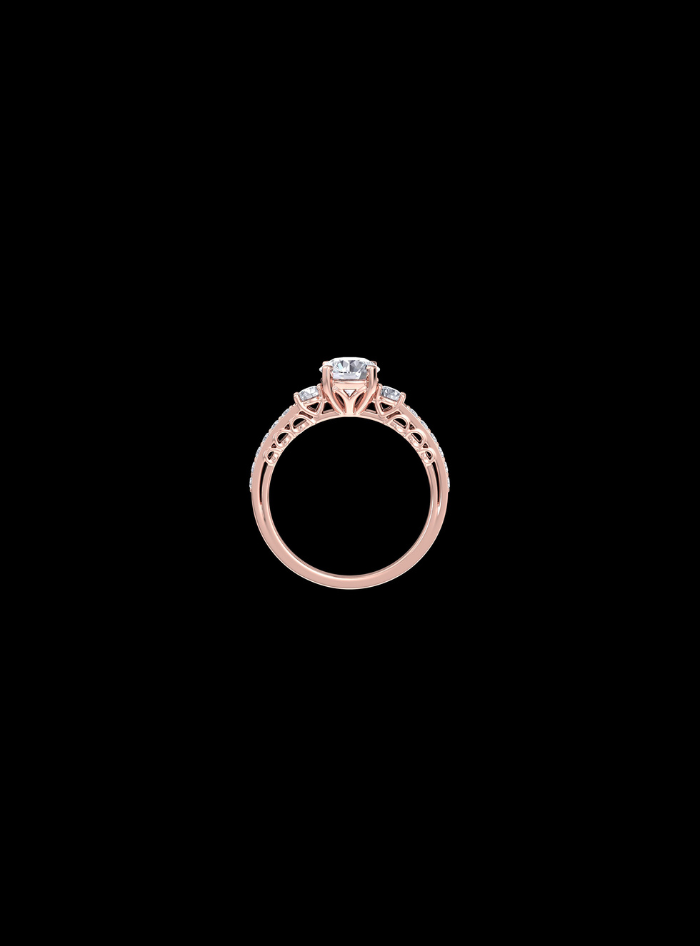 Three Stone Classic Engagement Ring-1.35 Ct TW-Rose