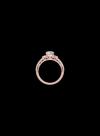 Three Stone Classic Engagement Ring-1.35 Ct TW-Rose