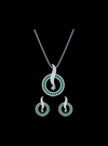 Diamond & Color Stone Matching Earring-Neckwear Set-0.60 Ct TW Gold 14K White / Lab Grown Diamond / Excellent-FG-VS-White | Anvaya Canada
