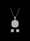 Diamond Matching Double Halo Earring & Neckwear Set-3.15 Ct TW Gold 14K White / Lab Grown Diamond / Excellent-FG-VS-White | Anvaya Canada