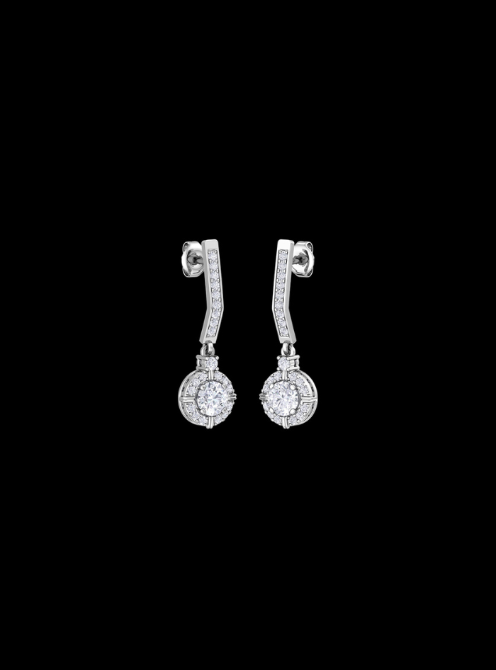 Round Diamond Dangle Earrings-1.40 Ct TW-White