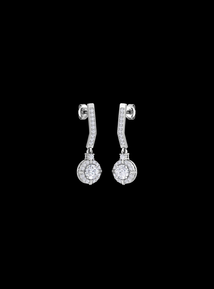 Round Diamond Dangle Earrings-1.40 Ct TW-White