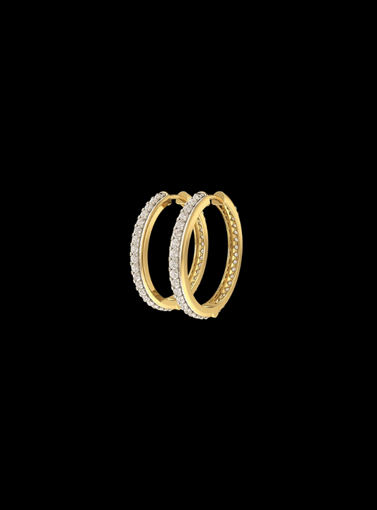 Diamond Hoop Earring-2.00 Ct TW Gold 14K Yellow / Lab Grown Diamond / Excellent-FG-VS-Yellow